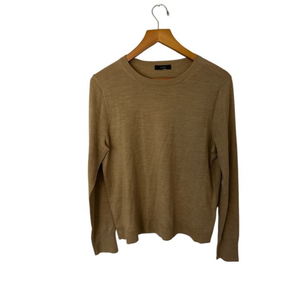 J.Crew Womens Crewneck Lightweight Knit Sweater Camel Tan Brown Long Sleeve - Picture 2 of 6